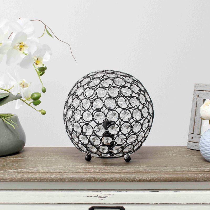 8" Elipse Medium Contemporary Metal Crystal Round Orb Table Lamp - Lalia Home, 3 of 10