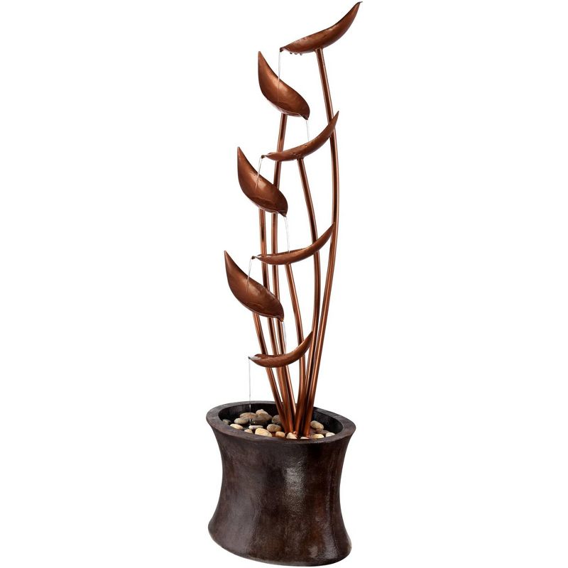 John Timberland Tiered Copper Leaves Modern Cascading Tiered Leaves Outdoor Floor Water Fountain 41" for Yard Garden Patio Deck Porch Balcony Roof, 6 of 8