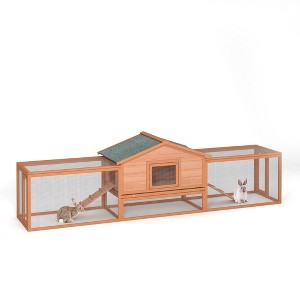 121"L Rabbit Hutch Outdoor, Two Floors Wooden Bunny Cage with Ramps, Large Chicken Coop with Lockable Door, Rabbit Enclosure for Guinea Pigs Hamster - 1 of 4