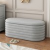 Lyngins Oval Storage Ottoman Bench, Upholstered Fabric End of Bed Stool with Safety Hinge for Bedroom, Entryway Bench, Ottoman with Storage - 2 of 4