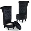 Bosmiller High Back Throne Royal Chair, Armless Accent with Storage, Nailhead Trim, Solid Rubberwood Legs for Living Room Bedroom - 2 of 4
