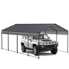 COWLOWN Gray 12x20 FT Heavy Duty Metal Carport with Galvanized Steel Roof & Frame - Outdoor Storage Shed for Car, Boat, and Truck - 2 of 4