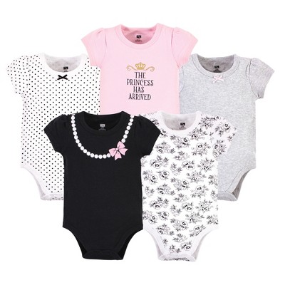 Image of Hudson Baby Infant Girl Cotton Bodysuits, Toile 5-Pack, 3-6 Months