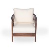 KTMBDW 28" Patio Lounge Chair with Woven Backrest and Comfy Cushions, Wood Curved Armrests Chair for Patio or GardenI - 3 of 4