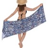 LA LEELA Women's Sarong Wraps Cover ups Pareo One Size Blue Flower - 4 of 4