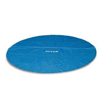 Intex 28014E 16 Foot Solar Protective Round Pool Cover for Above Ground Outdoor Backyard Swimming Pools with Secure Fit, Blue