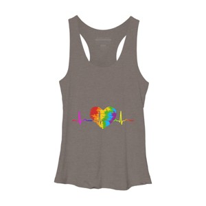 Adult Design By Humans Rainbow Heartbeat Pride By corndesign Racerback Tank Top - 1 of 2