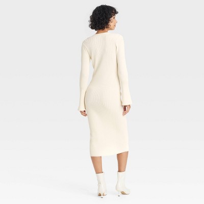 irish knit sweater dress Betty roll-neck knitted dress Beige | Diva Moda