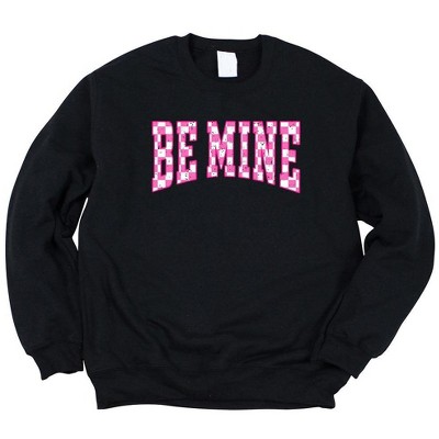 Simply Sage Market Women's Graphic Sweatshirt Be Mine Distressed Checkered