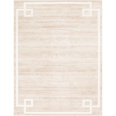 Beige Geometric Rectangular 8' x 10' Stain-Resistant Area Rug