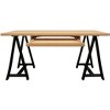 HomeRoots 60" Natural and Black Solid Wood and Metal Trestle Executive Desk - 4 of 4