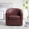 KINWELL 29" Wide Tufted PU Leather Swivel Barrel Chair - 2 of 4