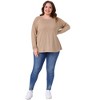 Agnes Orinda Women's Plus Size Crew Neck Pleated Long Sleeve Casual Tunic Tops - 3 of 4