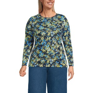 Lands' End Women's Plus Size Lightweight Jersey Skimming Long Sleeve Crew Neck T-shirt - 1 of 3