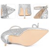 BLISSFUL STEP Women's Rhinestone Bow Glitter Pointed Toe Stiletto Heel Pumps - 3 of 4