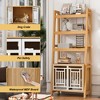 QingMoon Ladder Bookshelf with Pet Crate, 76" Tall Storage Bookcase 4-Tier Wood Display Shelf, Space-Saving Leaning Shelf for Living Room or Office - 4 of 4