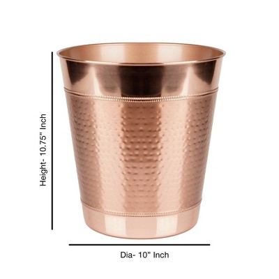 Hudson Polished Copper Stainless Steel Round Wastebasket