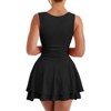 Clotth Elegant Women's Square Neck Ruffle Hem Mini Dress Ruched Waist Short Party Dresses - 3 of 4