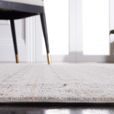 Hand-Knotted Ivory and Blue Viscose Square Area Rug
