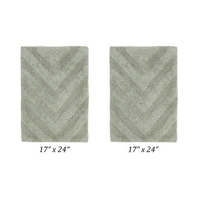 Hugo 2-Piece Bath Rug Set 100% Premium Cotton Tufted Chevron Pattern Bathmats for Bathroom, Super Soft Absorbent Machine Washable