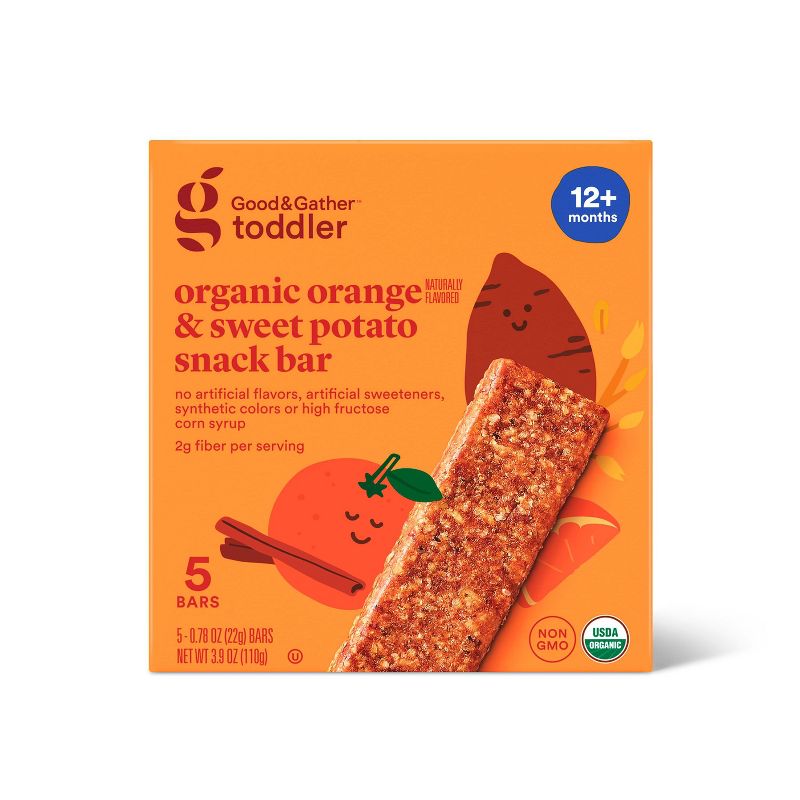Organic Orange Sweet Potato Snack Bars - 3.17oz/5ct - Good &#38; Gather&#8482;, 1 of 5