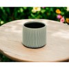 HomeRoots 6" Green Striped Ceramic Indoor Outdoor Round Pot Planter - 2 of 4