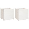 vidaXL Garden Planters 2 pcs White 23.6"x23.6"x23.6" Solid Wood Pine - 2 of 4