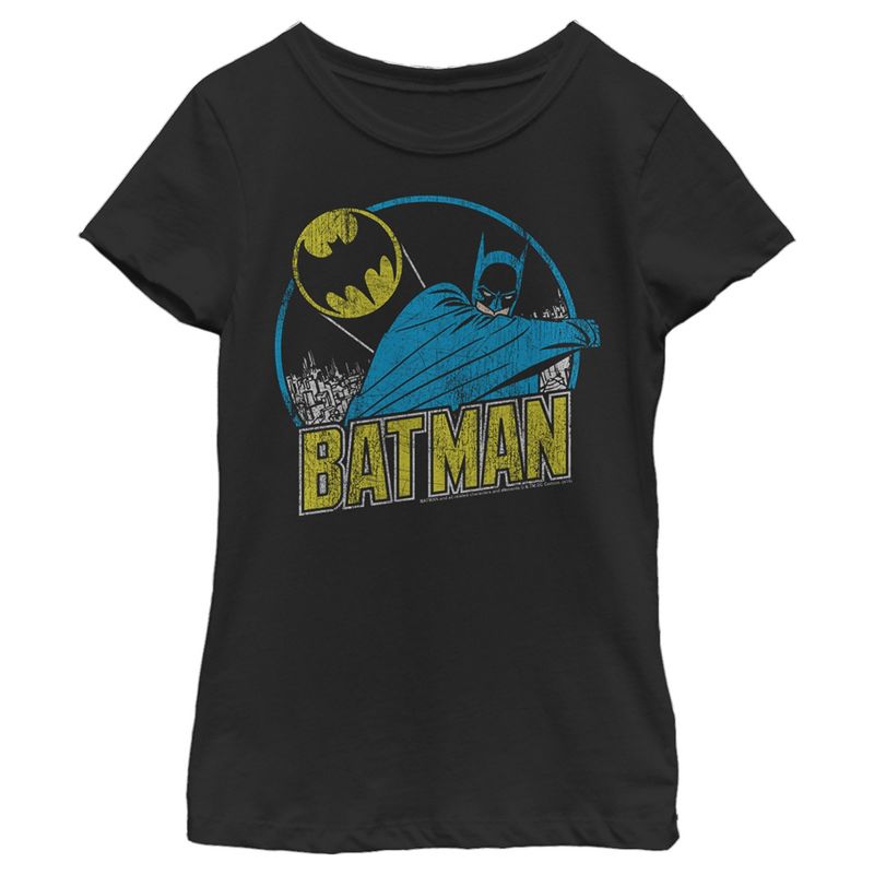 Girl's Batman Distressed Retro Logo T-Shirt, 1 of 5
