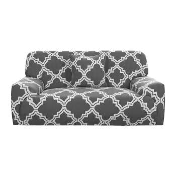 PiccoCasa Polyester Stretch Checkered Pattern Chair Loveseat Sofa Covers 1 Pc