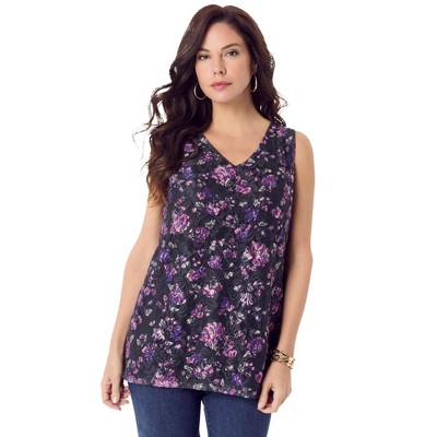 Roaman's Women's Plus Size V Neck Cami