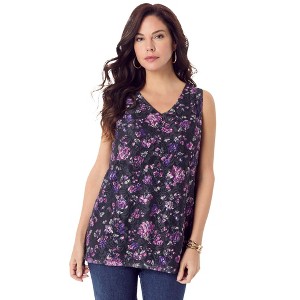 Roaman's Women's Plus Size V Neck Cami - 1 of 4