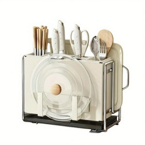 LunaLulink Metal Kitchen Knife Rack with Cutting Board Storage, Countertop or Wall Mounted for Knife Organization - 1 of 4