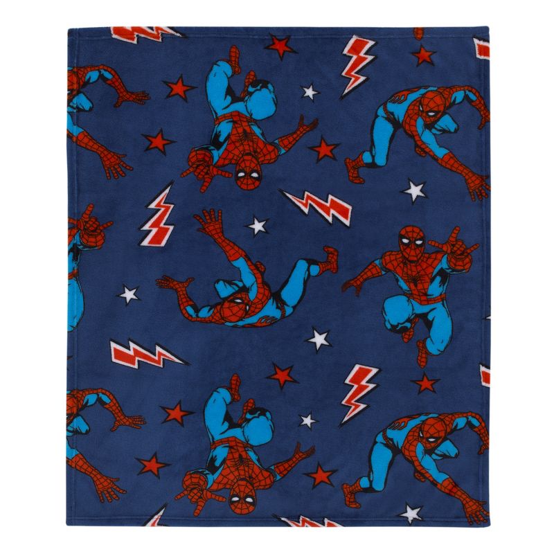 Marvel Spiderman Blue, Red and White Super Soft Plush Baby Blanket, 3 of 5
