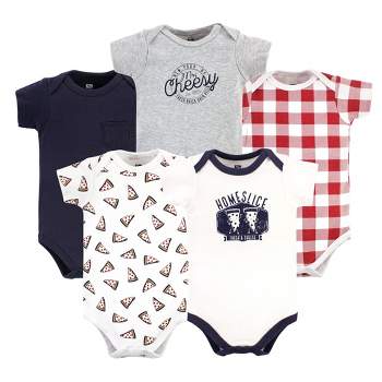 Hudson Baby Infant Boy Cotton Bodysuits 5pk, Homeslice