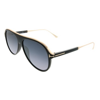 Tom Ford Nicholai  01C Unisex Aviator Sunglasses Shiny Black 57mm