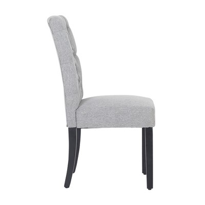 Gray Linen Upholstered Tufted High Back Dining Side Chair