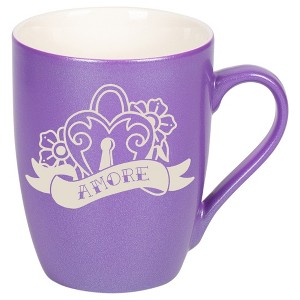 100 North Floral Heart 10 Ounce Passion Purple Metallic Finish, Comfortably Fits Your Hands, New Bone China Coffee Tea Cup Mug, Amore - 1 of 1
