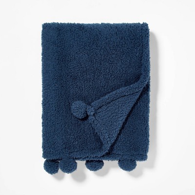 Teddy Bear Plush Throw Navy - Pillowfort&#8482;