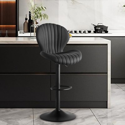 Sapphtopaz Modern Bar Stools with Shell Design Tufted Back Upholstered Swivel Counter Height Bar Stools with Footrest for Kitchen Island