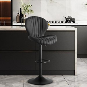 Sapphtopaz Modern Bar Stools with Shell Design Tufted Back Upholstered Swivel Counter Height Bar Stools with Footrest for Kitchen Island - 1 of 4