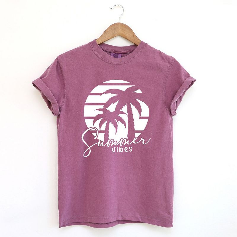 Simply Sage Market Women's Summer Vibes Palm Trees Short Sleeve Garment Dyed Tee, 1 of 4