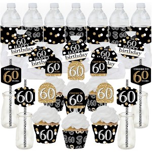 Big Dot of Happiness Adult 60th Birthday - Gold - Birthday Party Favors and Cupcake Kit - Fabulous Favor Party Pack - 100 Pieces - 1 of 4