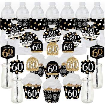 Big Dot of Happiness Adult 60th Birthday - Gold - Birthday Party Favors and Cupcake Kit - Fabulous Favor Party Pack - 100 Pieces