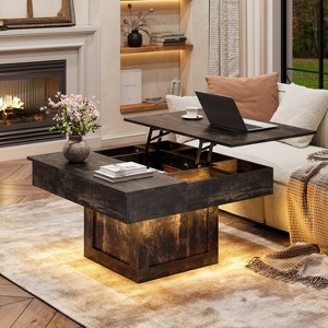 WOWLIVE Lift Top Coffee Table with Hidden Storage & LED light Strip - 1 of 4