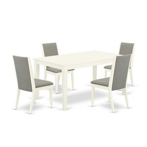 5-Piece Linen White Finish Solid Wood Top - Rectangular Dining Room Set - Seats 4 - 1 of 4