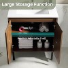 UNISOAR 24"/30"/36" Modern Bathroom Vanity with Ceramic Sink, Free Standing or Wall Mounted Floating Cabinet With 2 Soft Close Doors, Black/Walnut - 3 of 4
