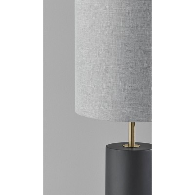 Dean Black Poplar Wood Table Lamp with Light Gray Shade