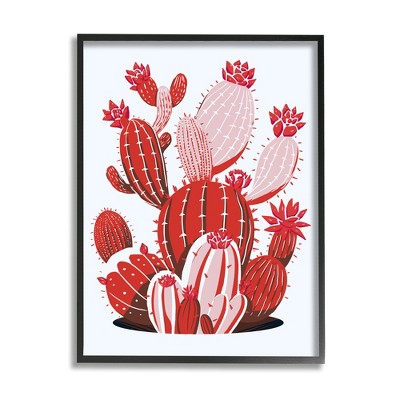 Stupell Industries Modern Red Cacti Framed Giclee Art