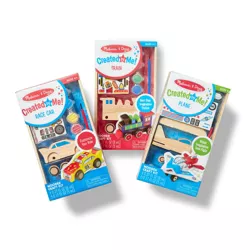 Melissa & Doug Decorate-Your-Own Wooden Craft Kits Set - Plane, Train, and Race Car