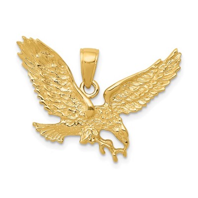 Black Bow Jewelry 14k Yellow Gold 2D Textured Eagle Pendant